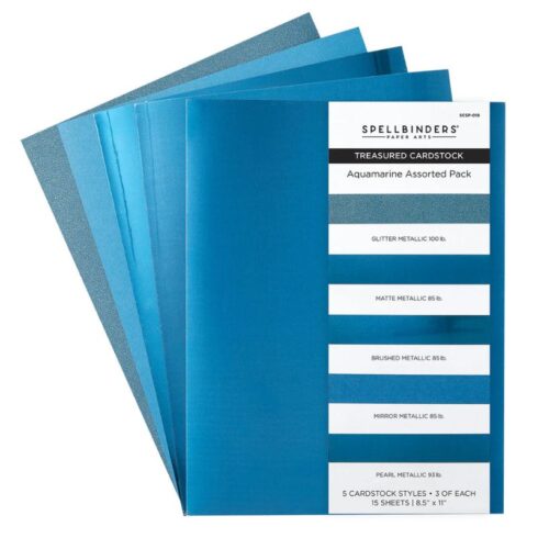 Spellbinders Treasured Cardstock – Aquamarina Assorted Pack kartonkilajitelma