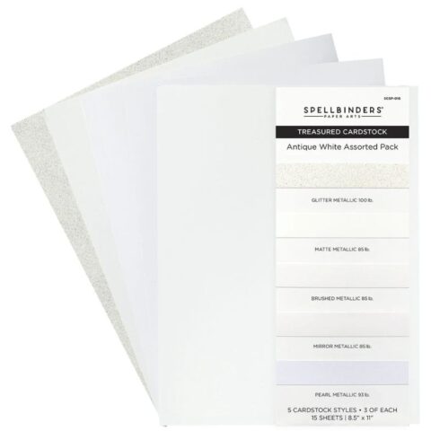 Spellbinders Treasured Cardstock – White Assorted Pack kartonkilajitelma