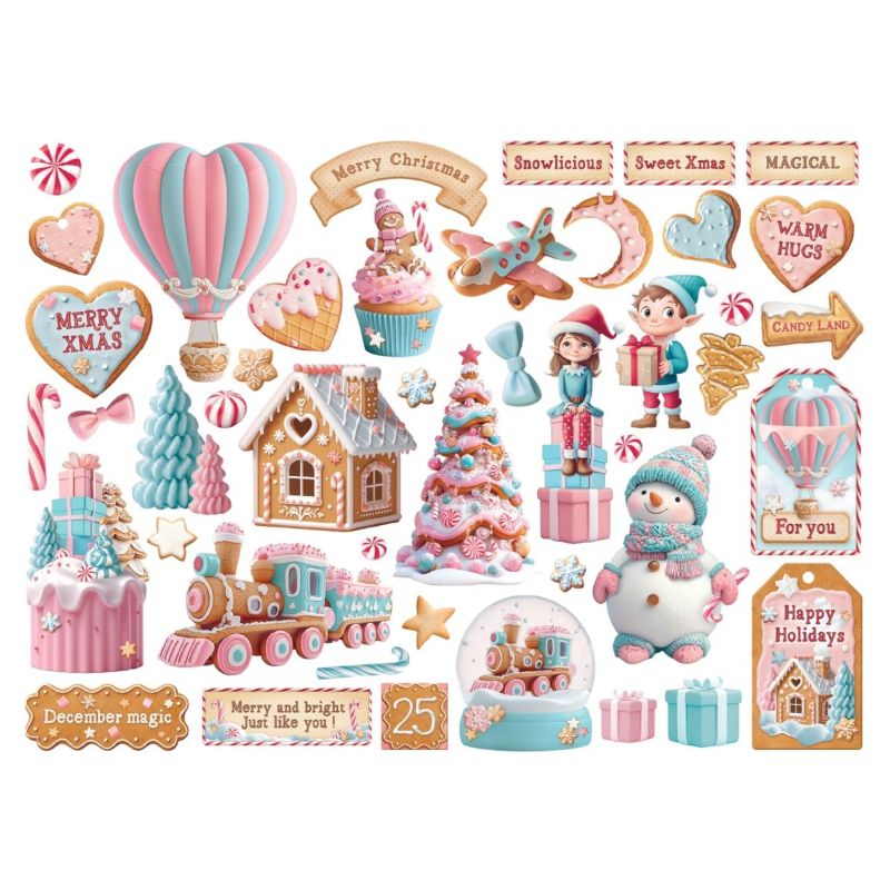 Stamperia – Die Cuts Candy Christmas isot kartonkikuvat (46 kpl) - Image 2