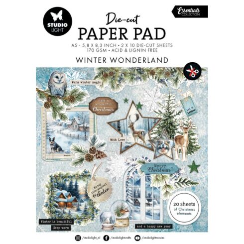 Studio Light Die-Cut Paper Pad – Winter Wonderland paperilehtiö (200kpl) A5