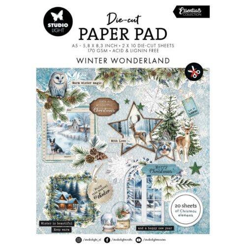 Studio Light Die-Cut Paper Pad – Winter Wonderland paperilehtiö (200kpl) A5