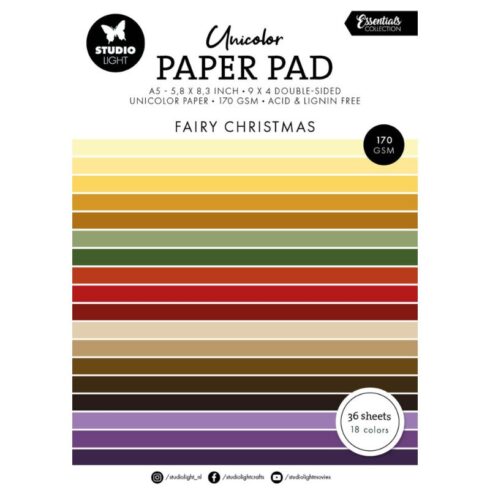 Studio Light Paper Pad – Fairy Christmas Unicolor paperilehtiö (A5)
