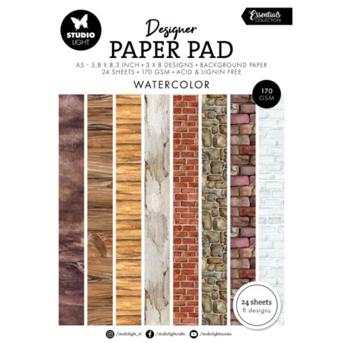 Studio Light Paper Pad – Watercolor Designer Background paperilehtiö (A5)