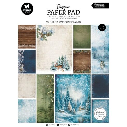 Studio Light Paper Pad – Winter Wonderland Background paperilehtiö (A4)