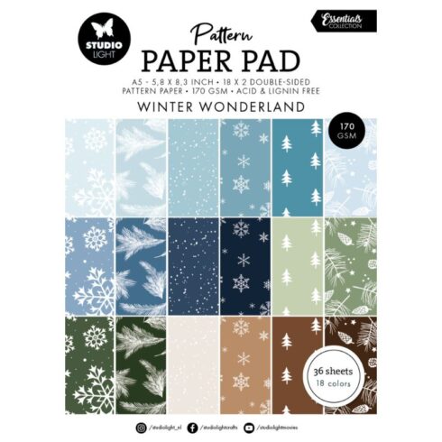 Studio Light Paper Pad – Winter Wonderland Pattern paperilehtiö (A5)