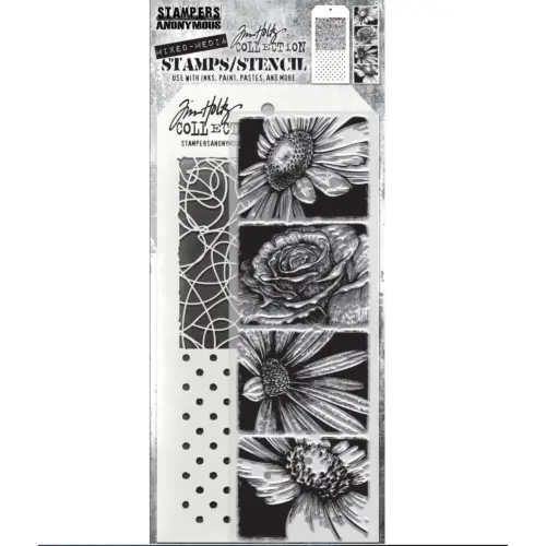 Tim Holtz Stampers Anonymous – Botanicals, Doodle and Polkadot leimasinsetti + sapluuna - Image 2