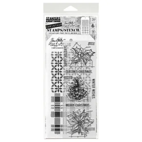 Tim Holtz Stampers Anonymous – Blue Prints, Plaid and Nordic leimasinsetti + sapluuna - Image 2