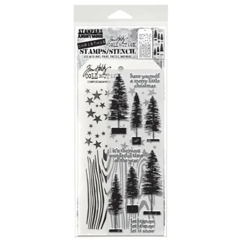 Tim Holtz Stampers Anonymous – Trees, Woodgrain and Stars leimasinsetti + sapluuna - Image 2
