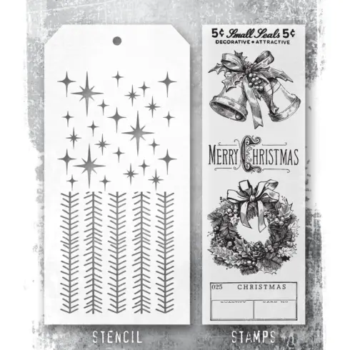 Tim Holtz Stampers Anonymous – Department Store, Tinsel, Sparkle leimasinsetti + sapluuna