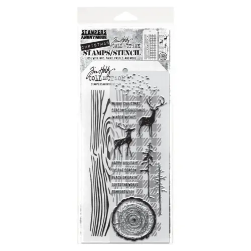 Tim Holtz Stampers Anonymous – Outdoors, Woodgrain and Gingham leimasinsetti + sapluuna - Image 2