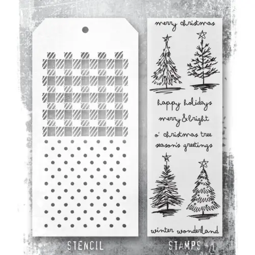 Tim Holtz Stampers Anonymous – Scribbly, Gingham and Polkadots leimasinsetti + sapluuna