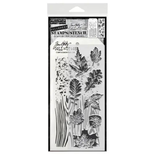 Tim Holtz Stampers Anonymous – Leaf Prints 2, Speckles, Woodgrain leimasinsetti + sapluuna - Image 2