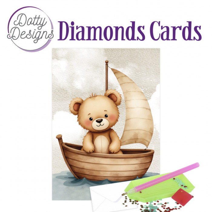 Timanttimaalauskortti Dotty Designs TEDDY BOAT 10x15cm