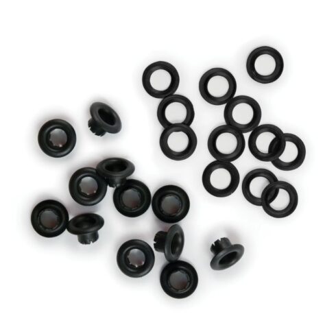 We R Memory Keepers – Eyelets & Washers Black sirkat ja prikat (35+35 kpl)