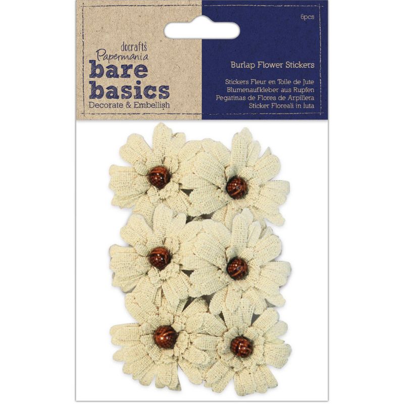 Docrafts Burlap Flower Bead – juuttikukat kohotarralla (6 kpl)