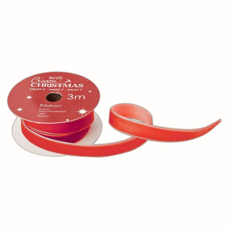 Docrafts Velvet Ribbon Red – samettinauha 3m (10mm)
