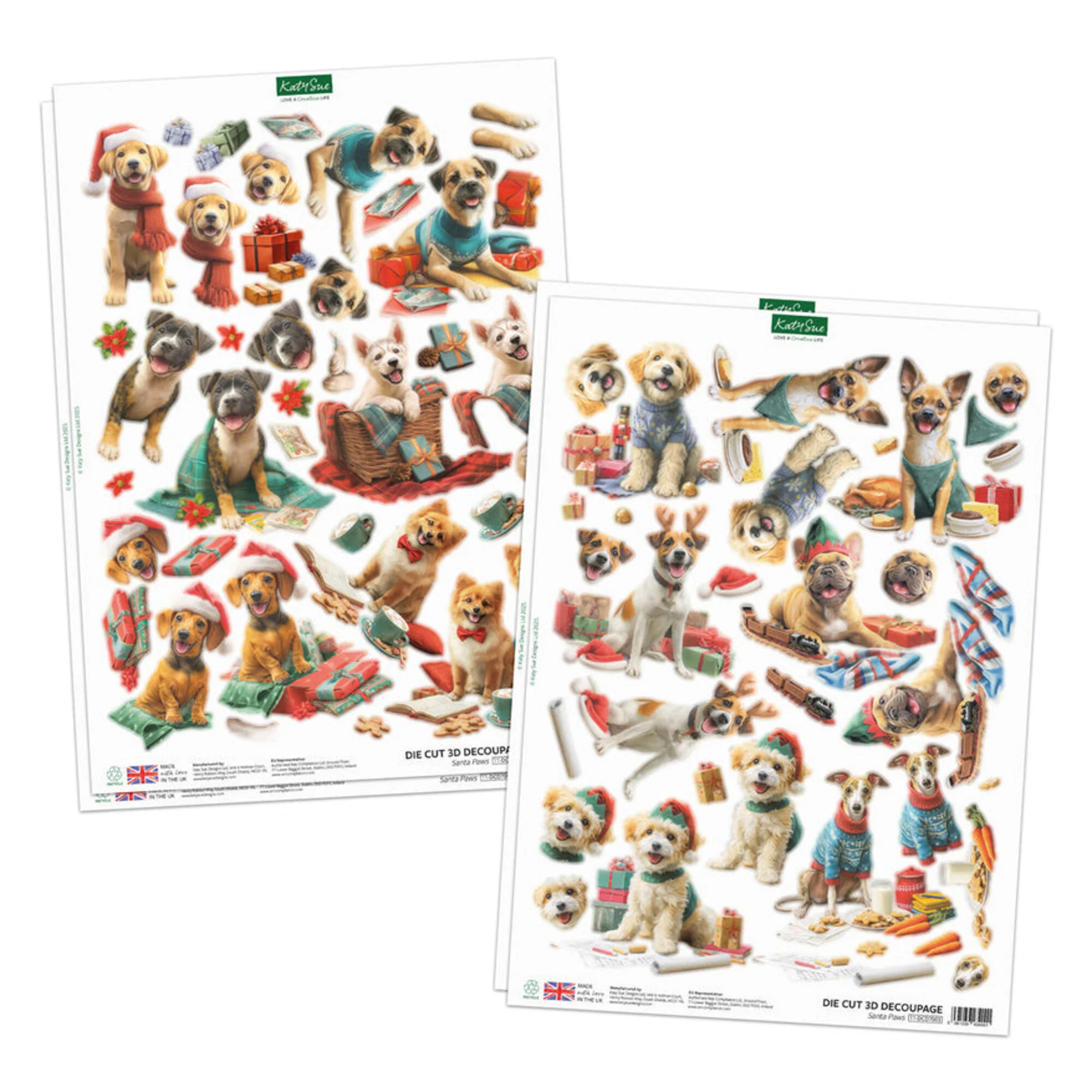 Katy Sue Designs – Santa Paws 3D-arkit ja korttikuvat (24+24kpl) A4 - Image 3