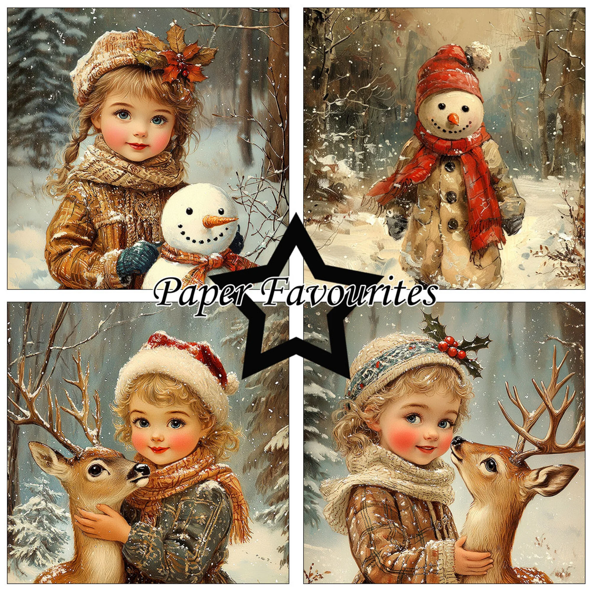 Paper Favourites – Vintage Winter paperilajitelma 15 x 15 cm - Image 2