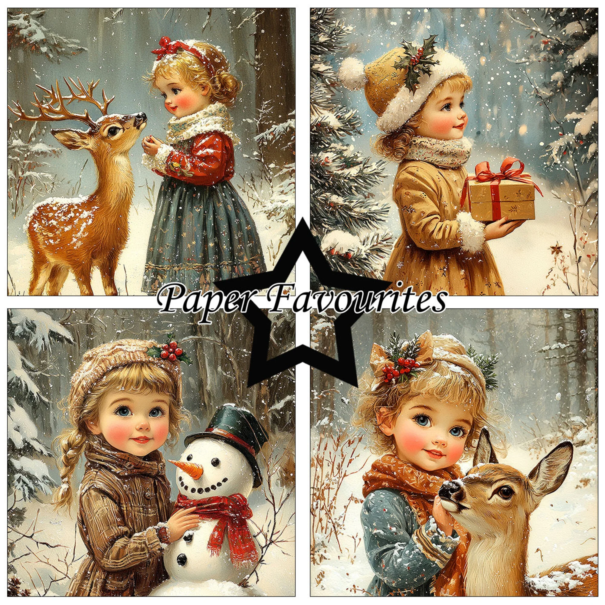 Paper Favourites – Vintage Winter paperilajitelma 15 x 15 cm - Image 3