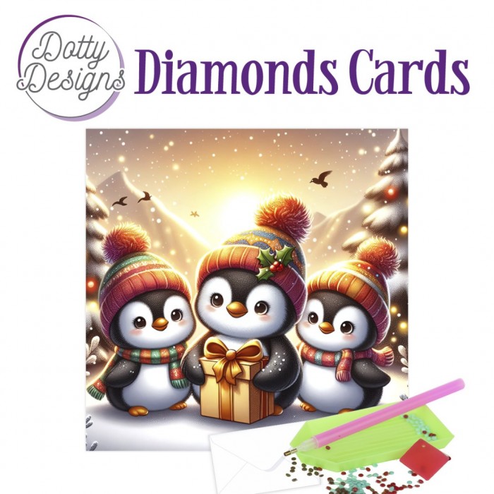 Timanttimaalauskortti Dotty Designs PENGUINS 15x15cm
