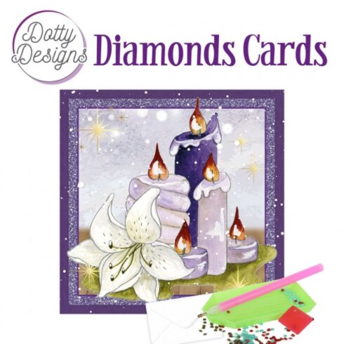 Timanttimaalauskortti Dotty Designs PURPLE CANDLE 15x15cm