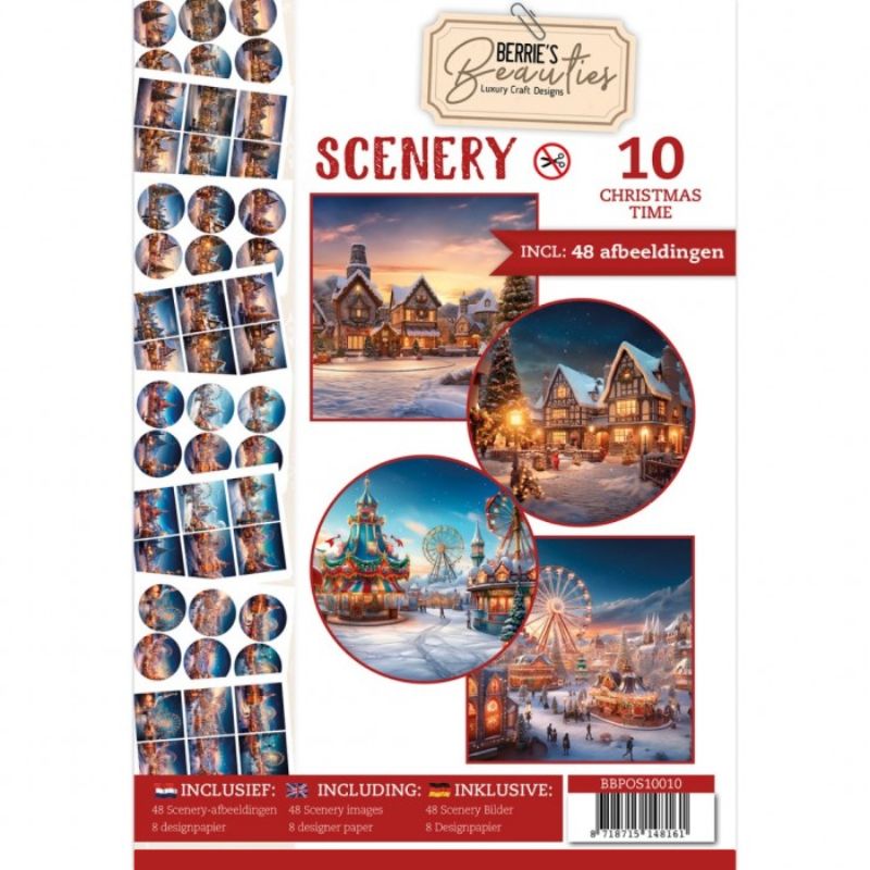 Berrie’s Beauties – Push-Out Book Scenery 10 Christmas Time Korttikuvalehtiö (A4)