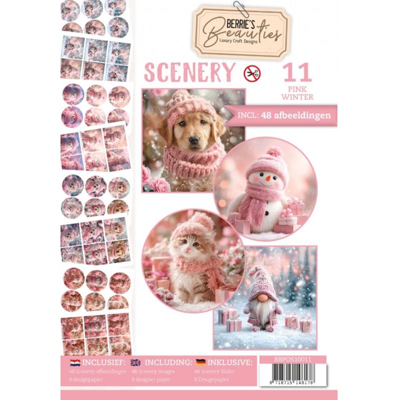 Berrie’s Beauties – Push-Out Book Scenery 11 Pink Winter Korttikuvalehtiö (A4)