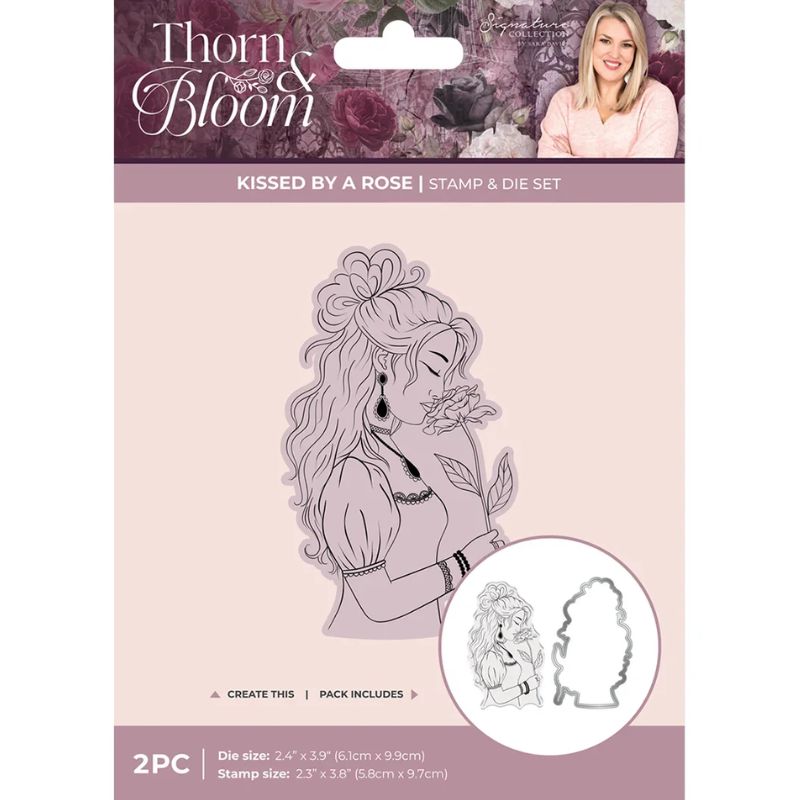 Crafter’s Companion Stamp and Die stanssi ja leimasin – KISS BY A ROSE