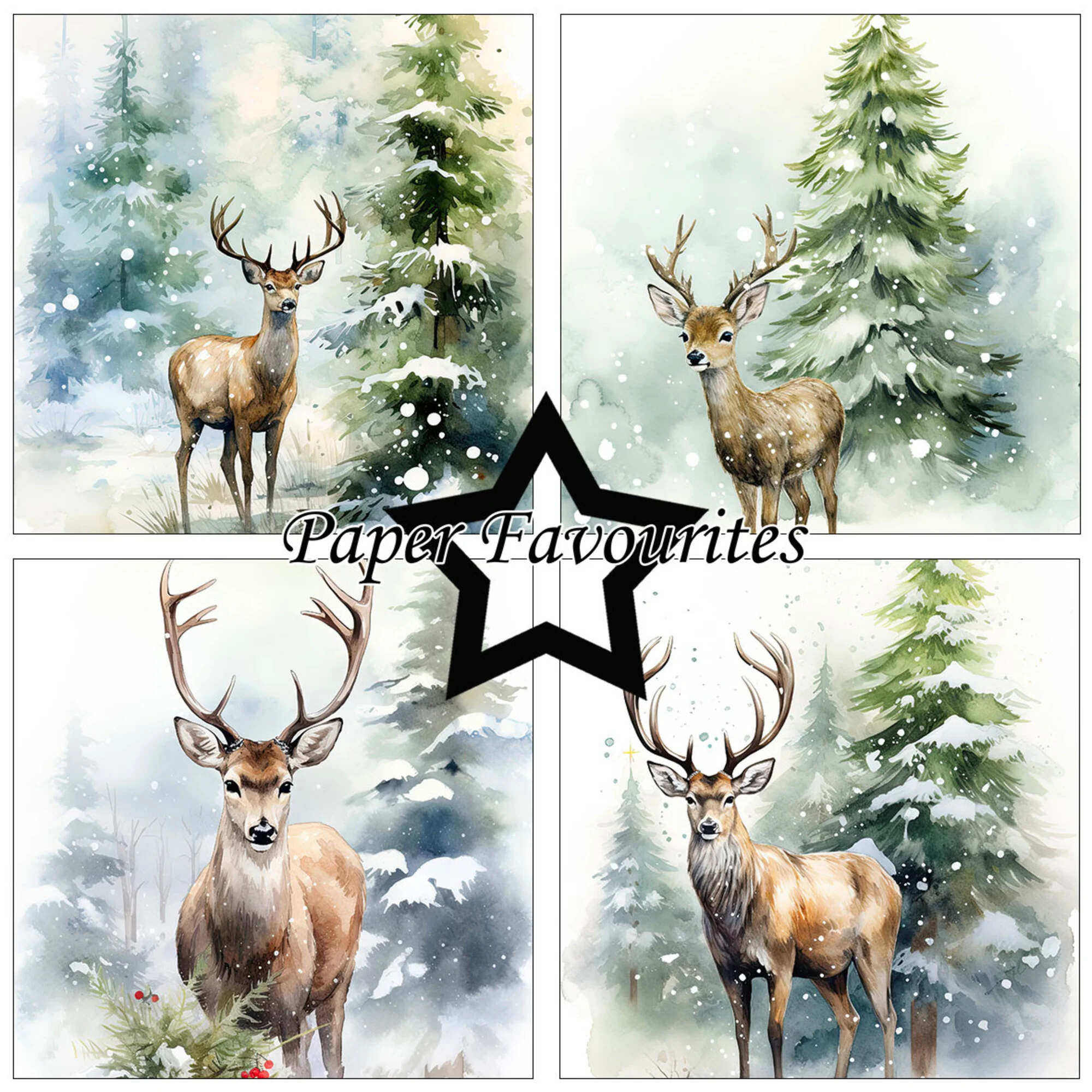 Paper Favourites – Reindeer paperilajitelma 15 x 15 cm - Image 3