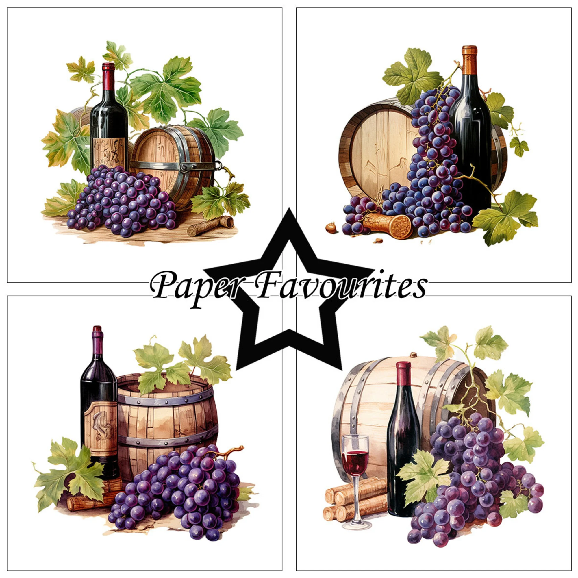 Paper Favourites – Wine Bottles paperilajitelma 15 x 15 cm - Image 2