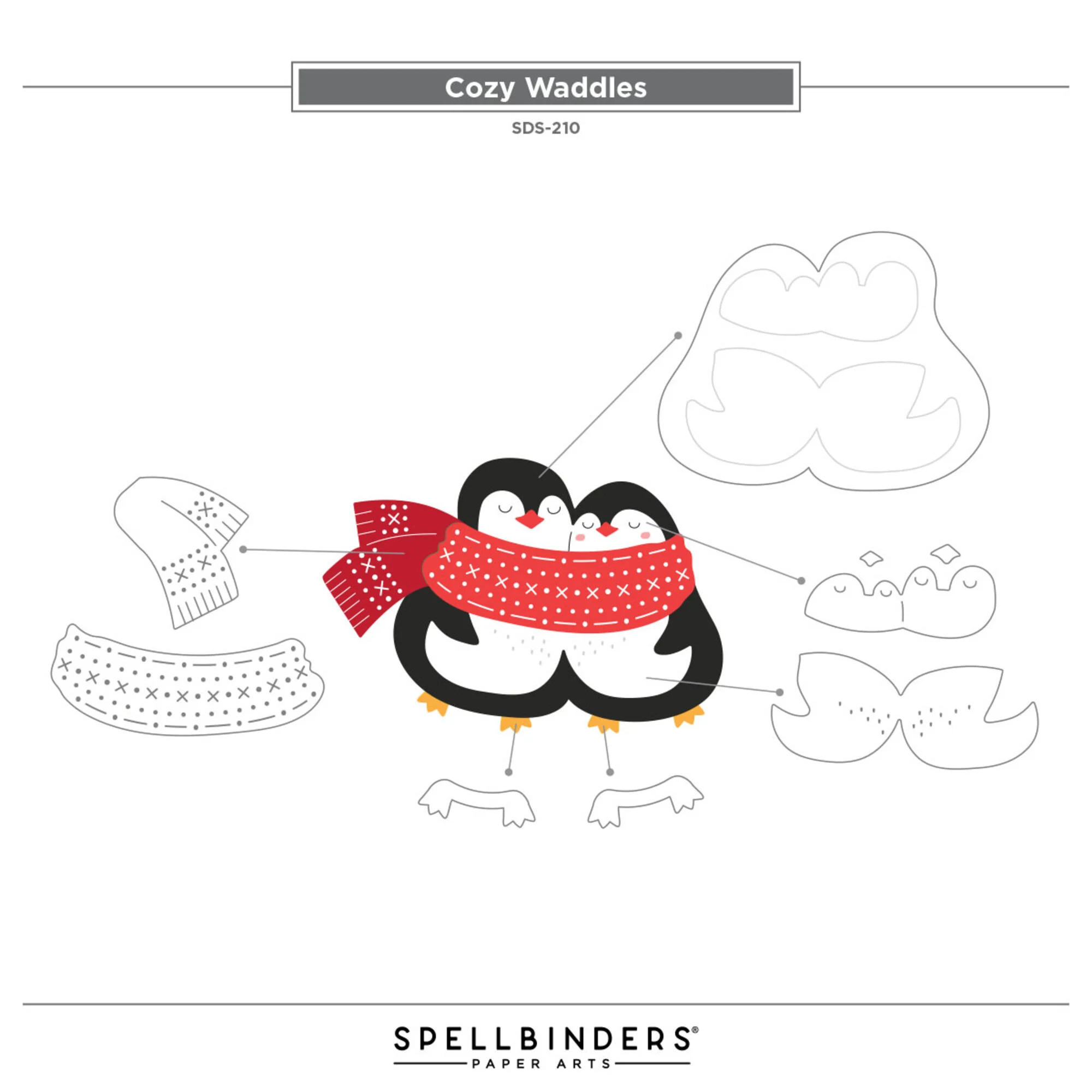 Spellbinders Stamp & Die stanssi ja leimasin – COZY WADDLES - Image 6