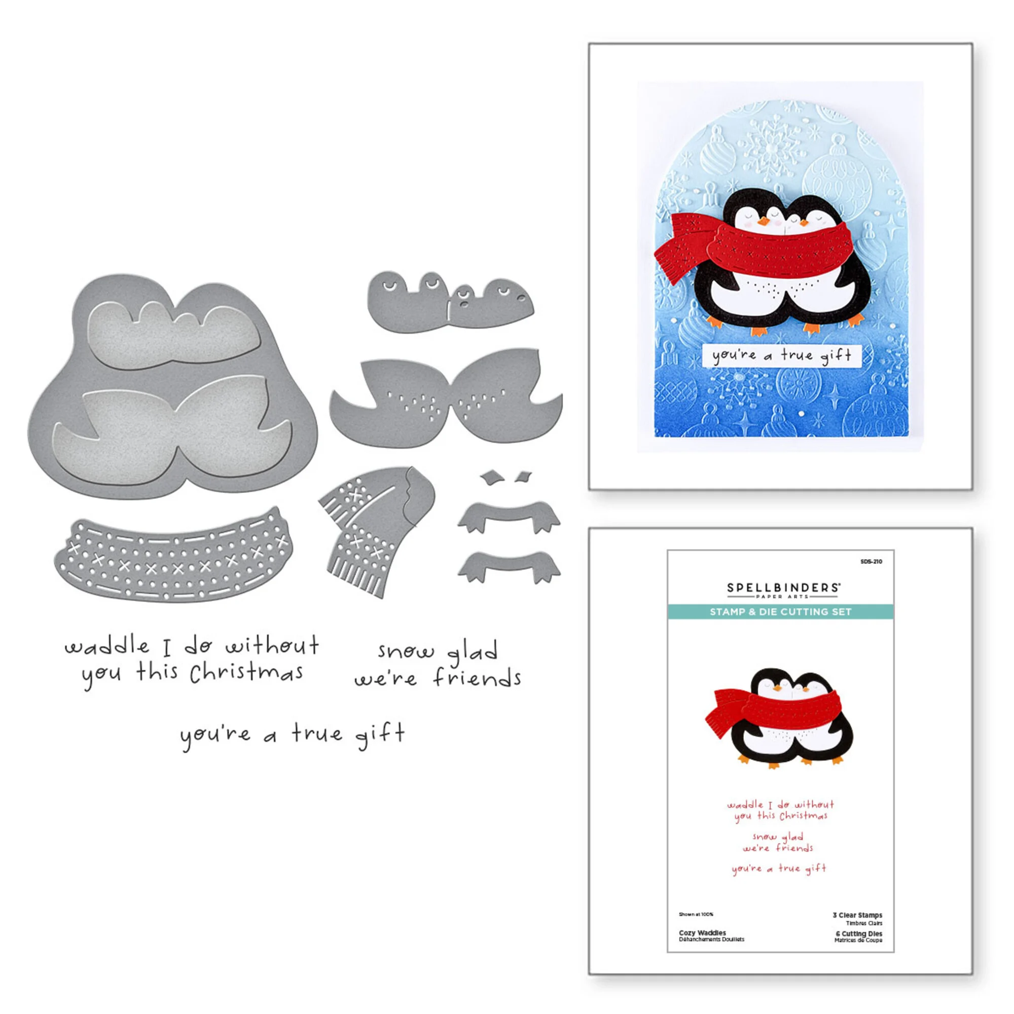 Spellbinders Stamp & Die stanssi ja leimasin – COZY WADDLES - Image 7