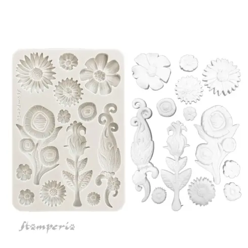 Stamperia Furry Friends Flowers Silicon Mould muotti A5