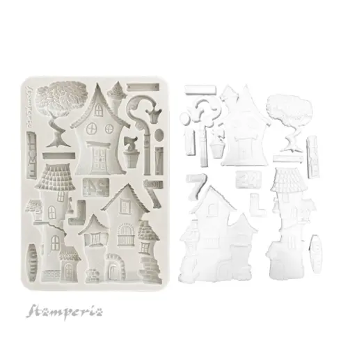 Stamperia Furry Friends Houses Silicon Mould muotti A5