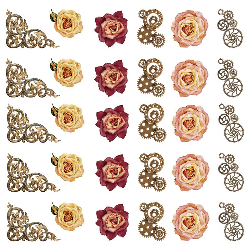Studio Light – Grunge Roses & Gears Transparent Stickers läpinäkyvät tarrat 60mm - Bild 2