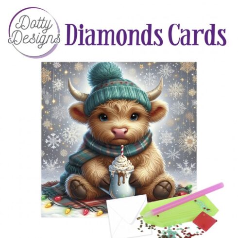 Timanttimaalauskortti Dotty Designs CHRISTMAS COW BLUE 15x15cm