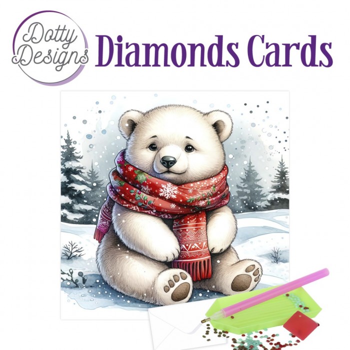 Timanttimaalauskortti Dotty Designs POLAR BEAR 15x15cm