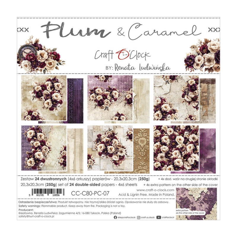Craft O'Clock – Plum & Caramel paperilajitelma 20 x 20 cm