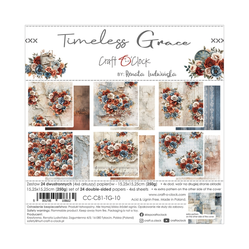 Craft O'Clock – Timeless Grace paperilajitelma 15 x 15 cm