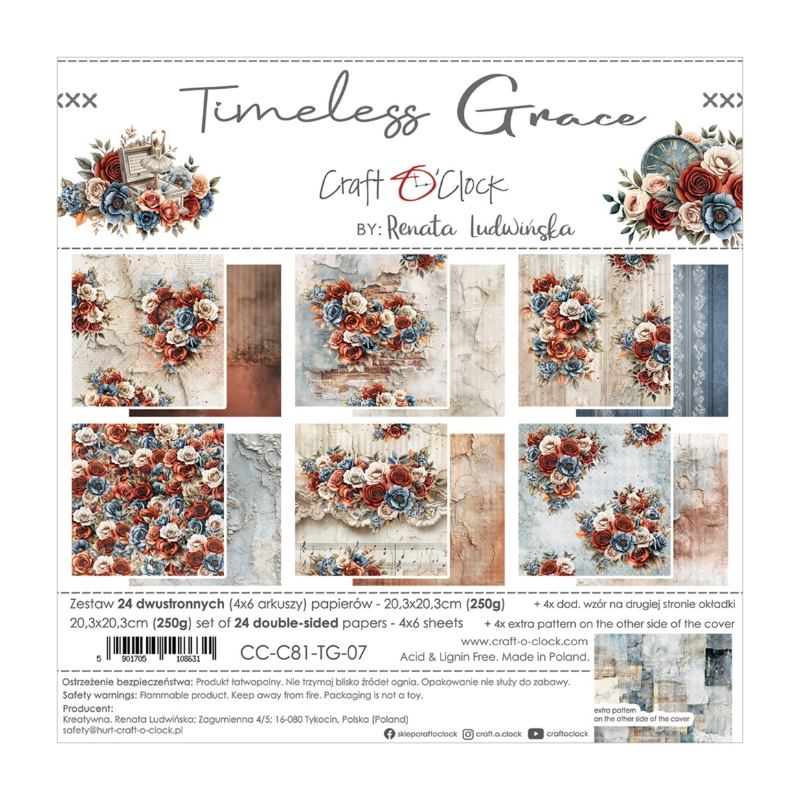 Craft O'Clock – Timeless Grace paperilajitelma 20 x 20 cm