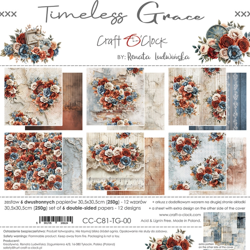 Craft O'Clock – Timeless Grace paperilajitelma 30 x 30 cm