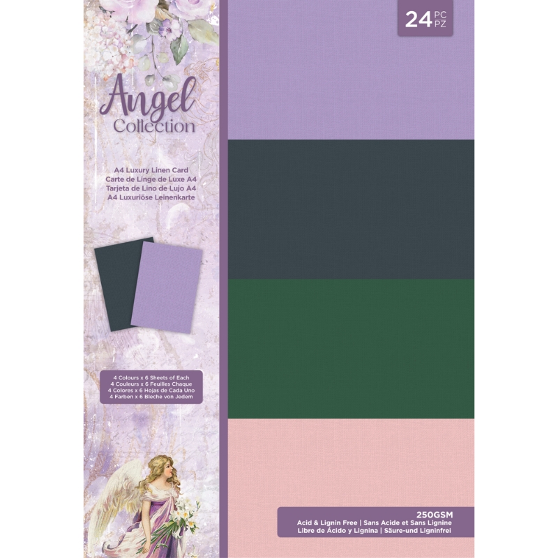 Crafter’s Companion Luxury Linen Card – Angel kartonkilajitelma A4 (24 kpl)
