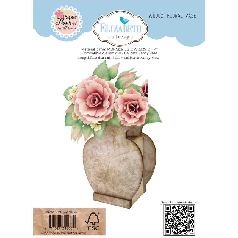 Elizabeth Craft Designs – MDF Shape Floral Vase koristepohja - Image 2