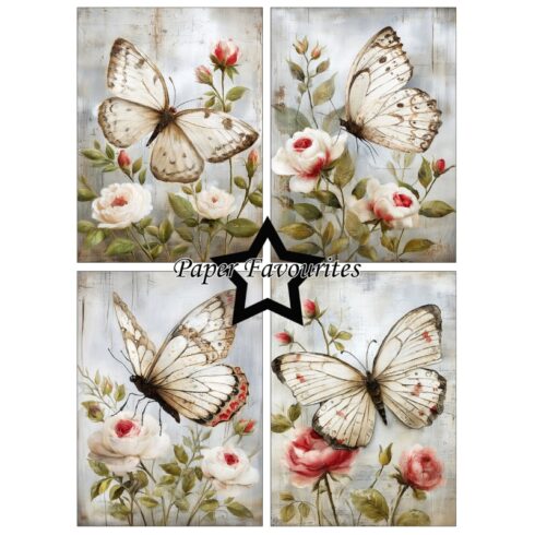 Paper Favourites Grunge Butterflies paperilajitelma A6 1