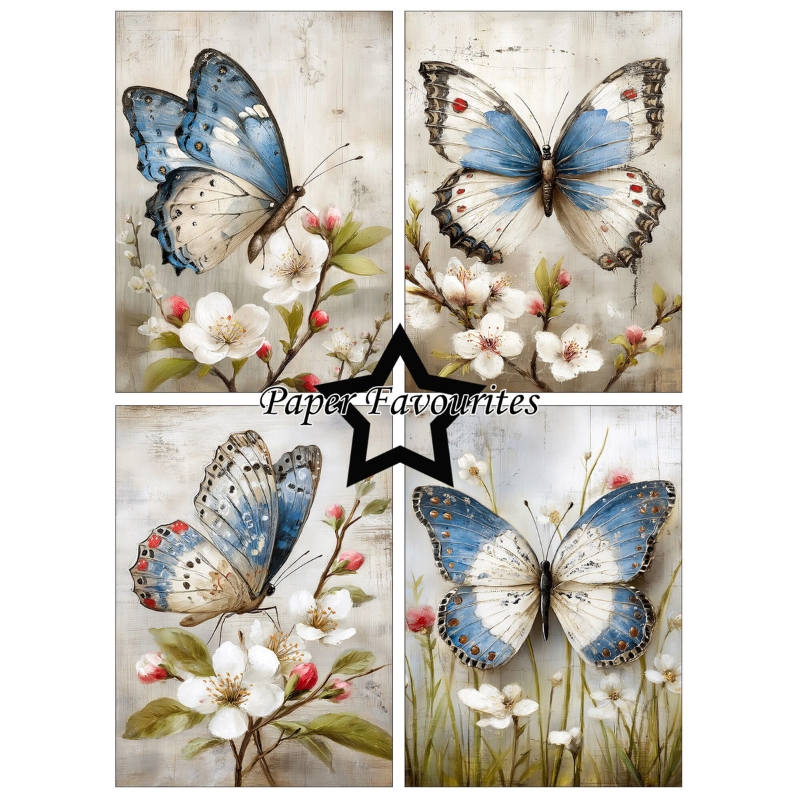 Paper Favourites – Grunge Butterflies paperilajitelma A6 - Image 2