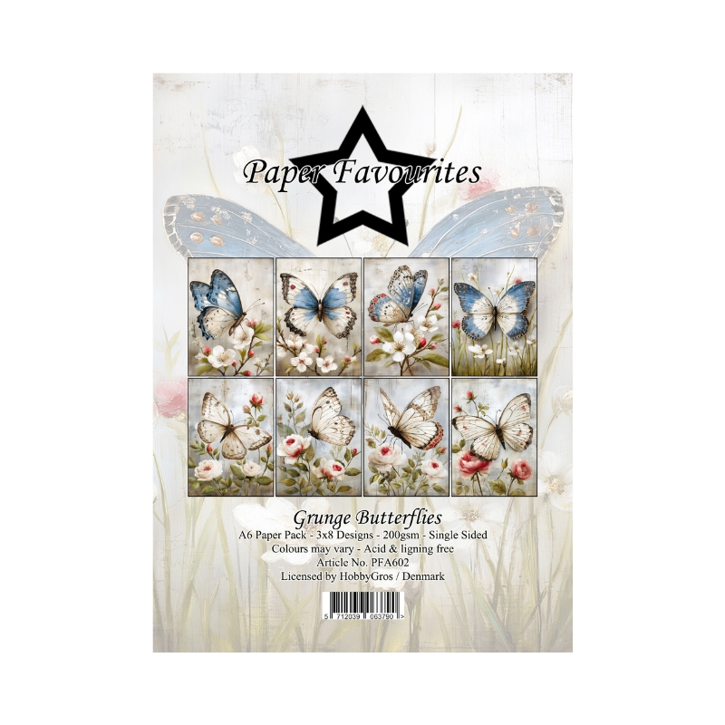 Paper Favourites – Grunge Butterflies paperilajitelma A6
