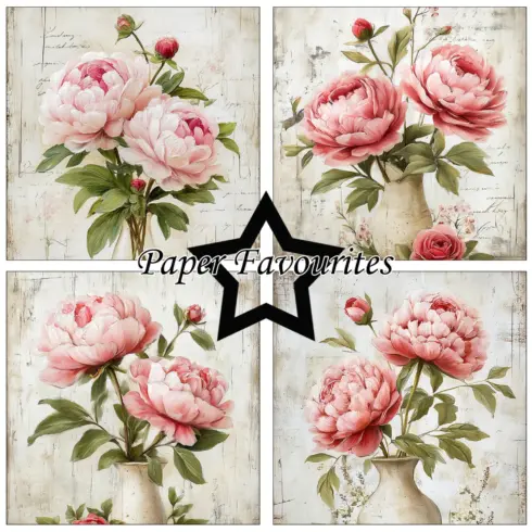 Paper Favourites – Grunge Floral paperilajitelma 15 x 15 cm