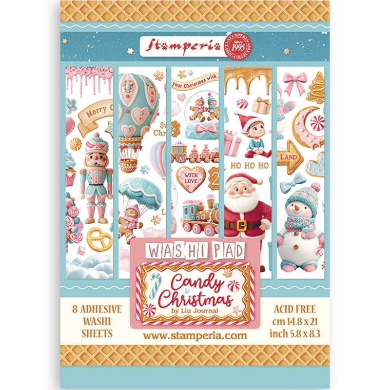 Stamperia – Candy Christmas Washi Pad (8 kpl) A5