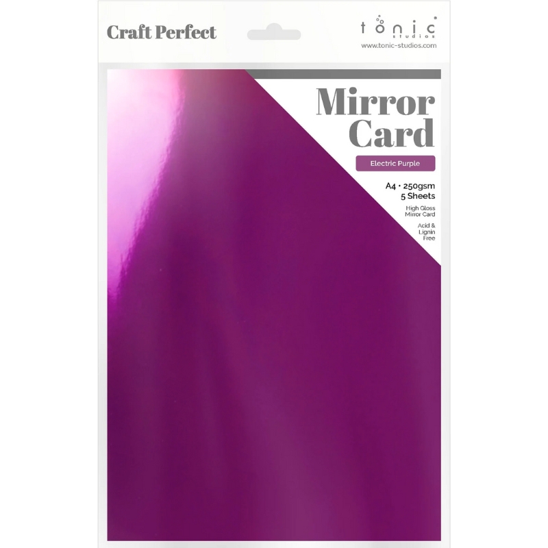 Tonic Studios Mirror Card High Gloss Electric Purple – Peilikartonki A4 (5kpl)