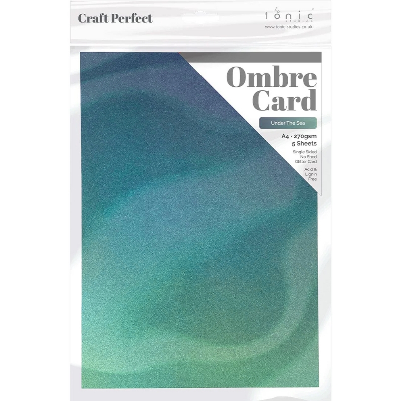 Tonic Studios Ombre Glitter Card – Under The Sea Hilekartonki A4 (5kpl)